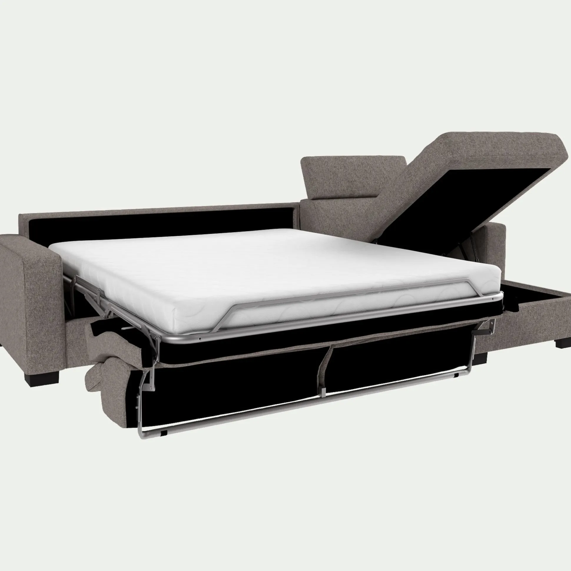 Canapé avec angle réversible convertible en tissus pop avec accoudoirs 20cm - taupe