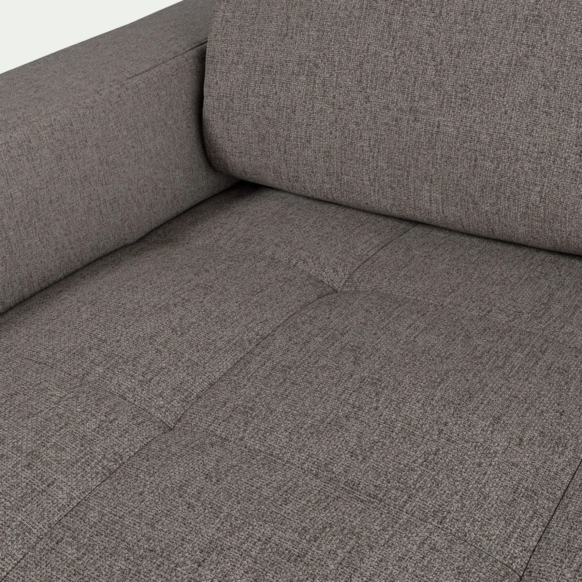 Canapé avec angle réversible convertible en tissus pop avec accoudoirs 20cm - taupe