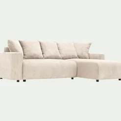 Canapé convertible à angle réversible en velours côtelé - beige roucas