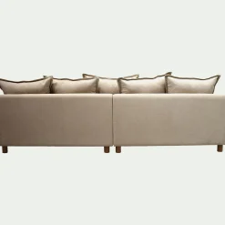 Canapé convertible 5 places avec pieds arrondis en tissu nature - beige