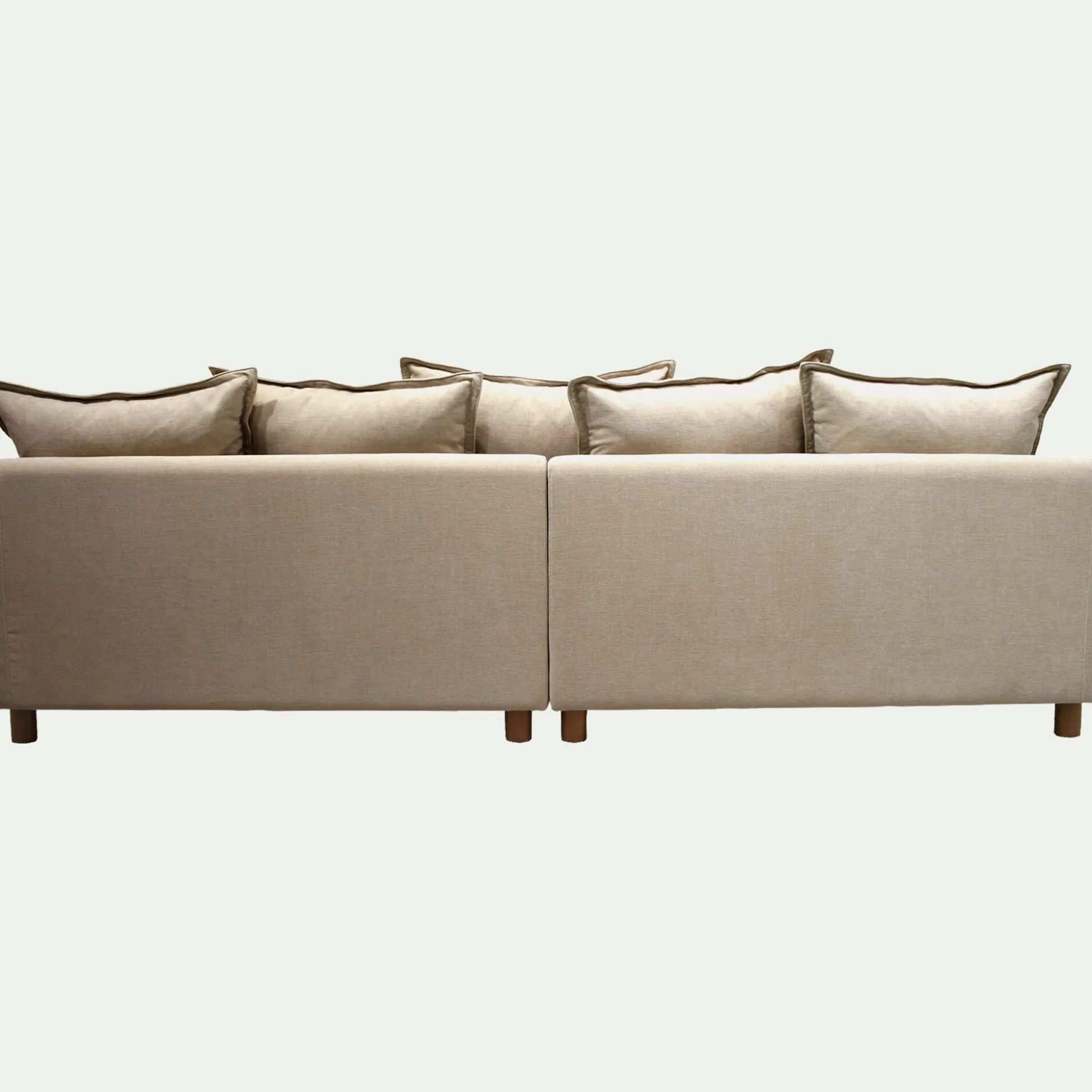 Canapé convertible 5 places avec pieds arrondis en tissu nature - beige