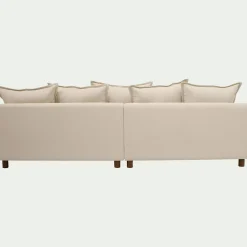 Canapé convertible 5 places avec pieds arrondis en tissu nature - blanc écru
