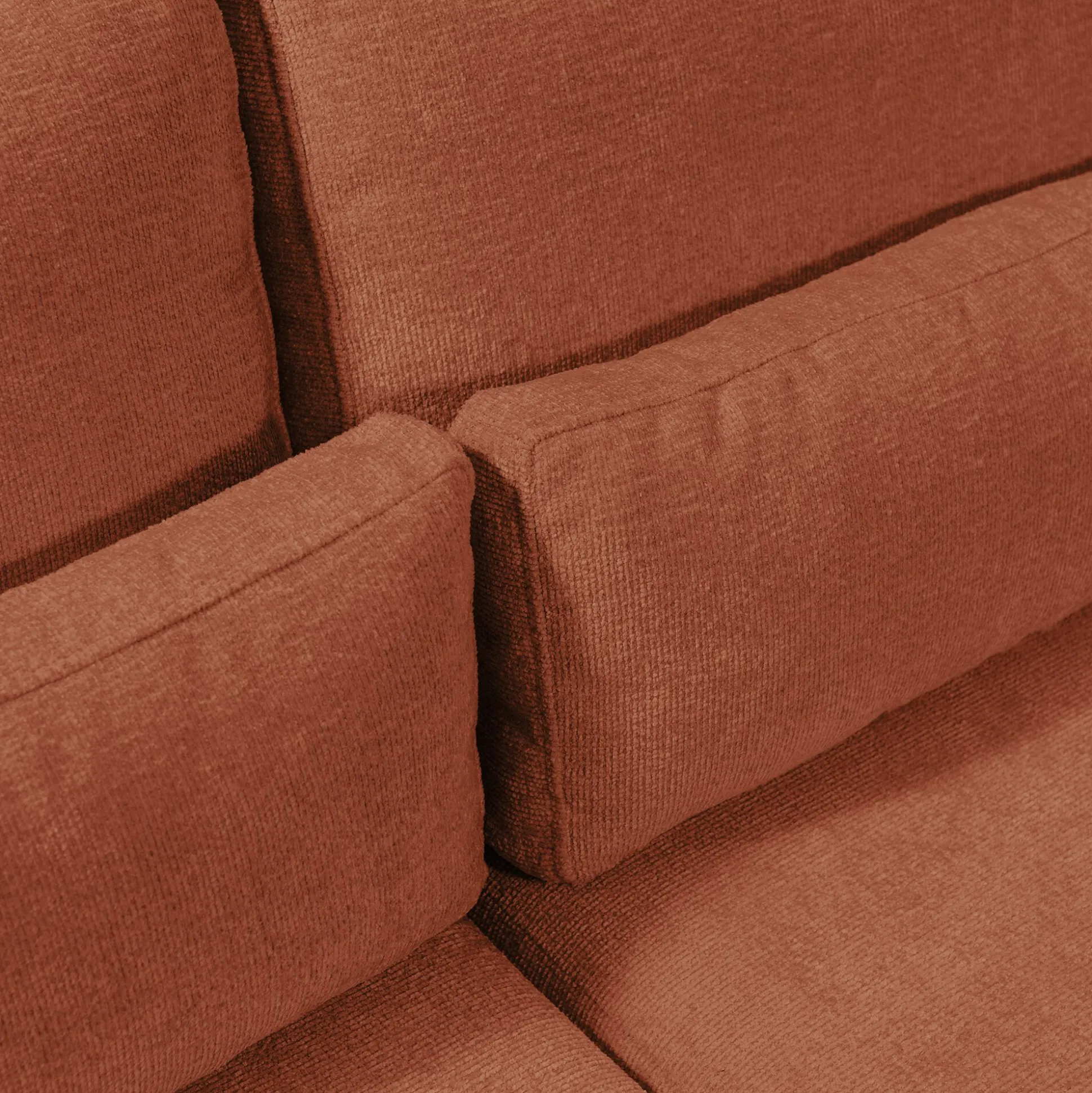 Canapé d'angle chaise longue droite fixe en tissu Genesis - brun rustrel