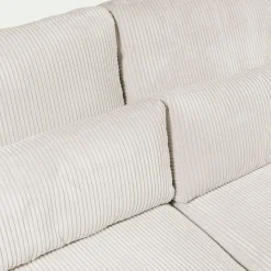 Canapé d'angle chaise longue droite fixe en velours côtelé Azores - beige