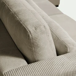 Canapé d'angle chaise longue droite fixe en velours côtelé Azores - gris taupe