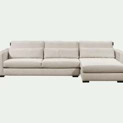 Canapé d'angle chaise longue droite fixe en tissu Genesis - beige