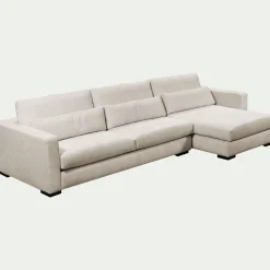 Canapé d'angle chaise longue droite fixe en tissu Genesis - beige
