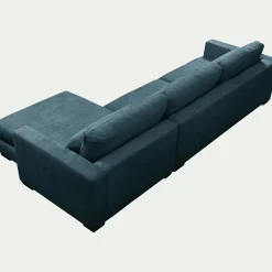 Canapé d'angle chaise longue droite fixe en tissu Genesis - bleu