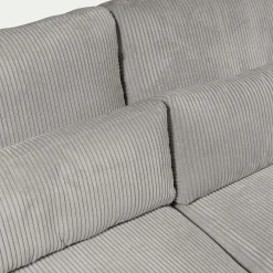 Canapé d'angle chaise longue droite fixe en velours côtelé Azores - gris borie