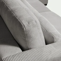 Canapé d'angle chaise longue droite fixe en velours côtelé Azores - gris borie