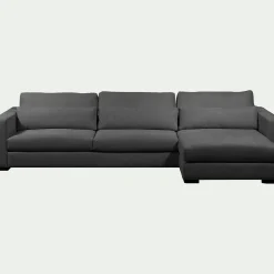 Canapé d'angle chaise longue droite fixe en tissu Bloq - gris anthracite