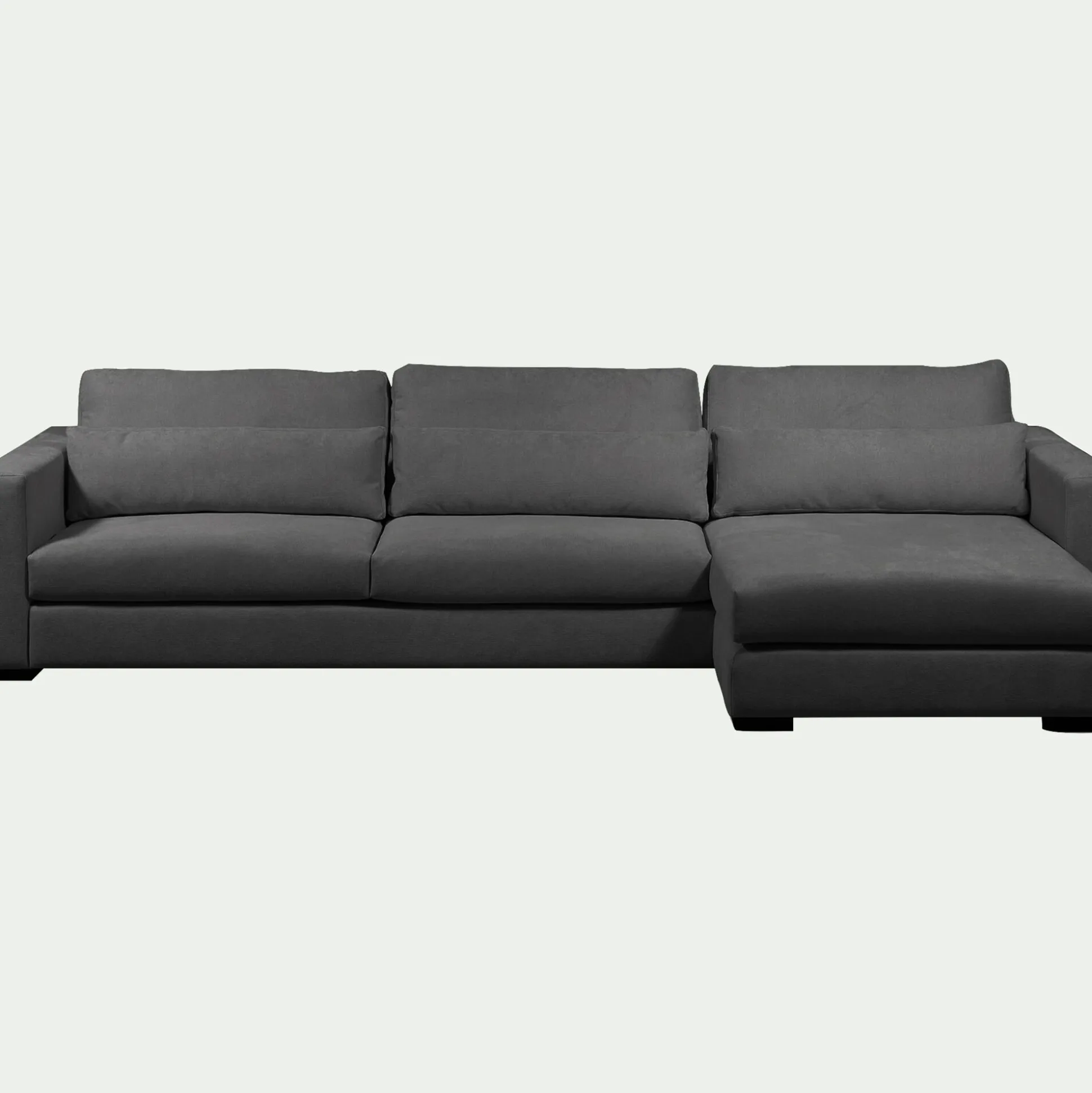 Canapé d'angle chaise longue droite fixe en tissu Bloq - gris anthracite