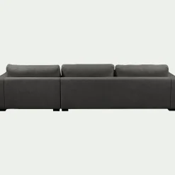 Canapé d'angle chaise longue droite fixe en tissu Bloq - gris anthracite