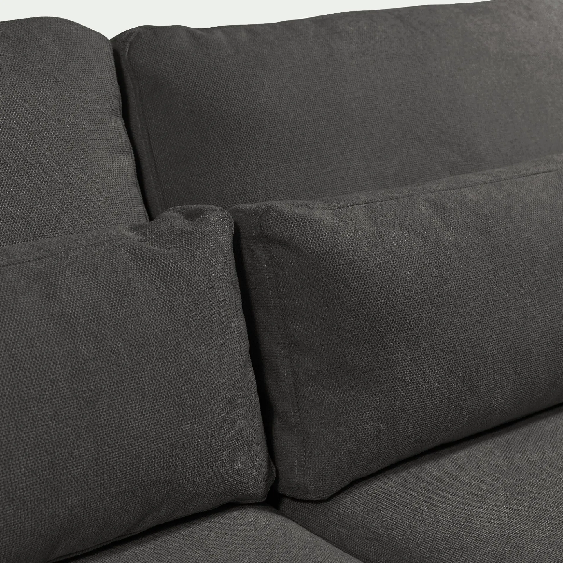 Canapé d'angle chaise longue droite fixe en tissu Bloq - gris anthracite