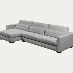 Canapé d'angle chaise longue gauche fixe en tissu Genesis - gris