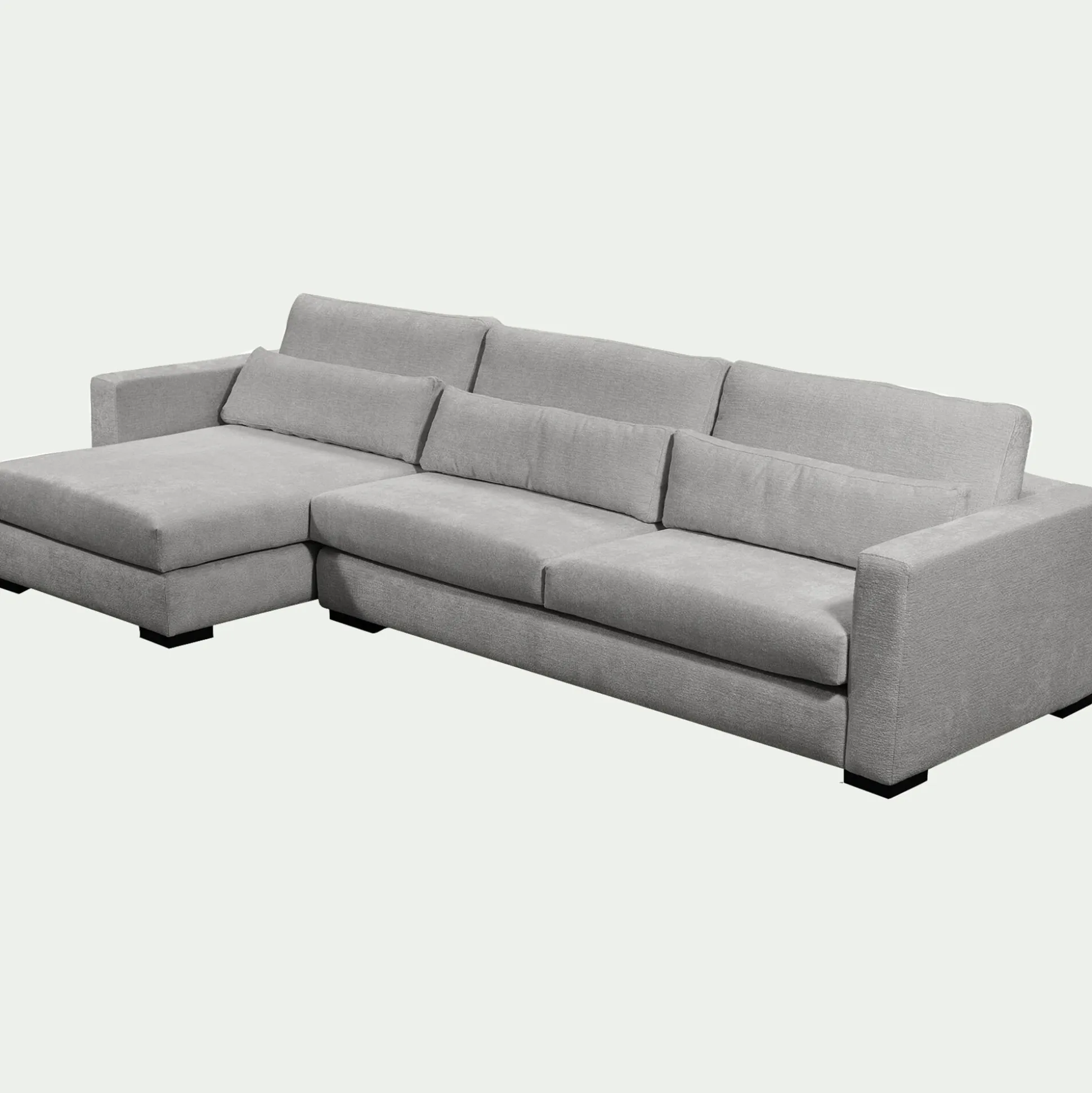 Canapé d'angle chaise longue gauche fixe en tissu Genesis - gris