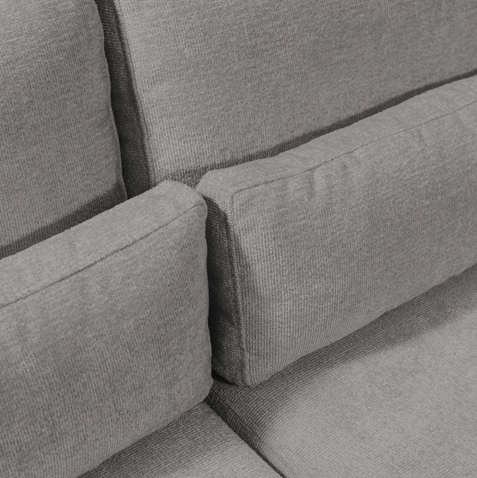 Canapé d'angle chaise longue gauche fixe en tissu Genesis - gris