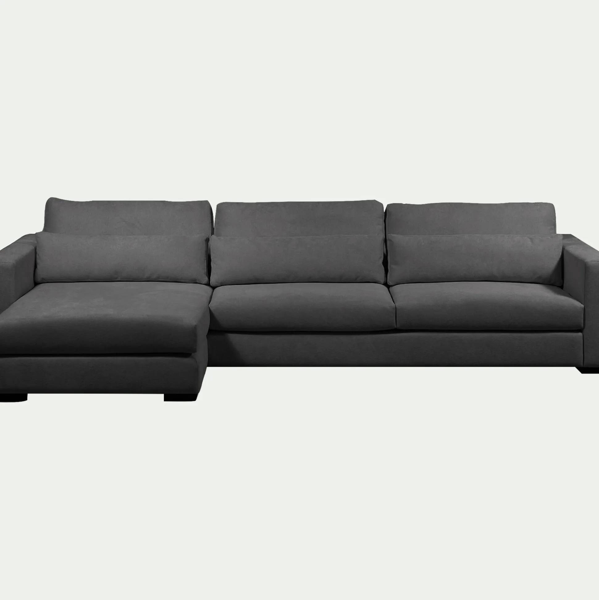 Canapé d'angle chaise longue gauche fixe en tissu Bloq - gris anthracite