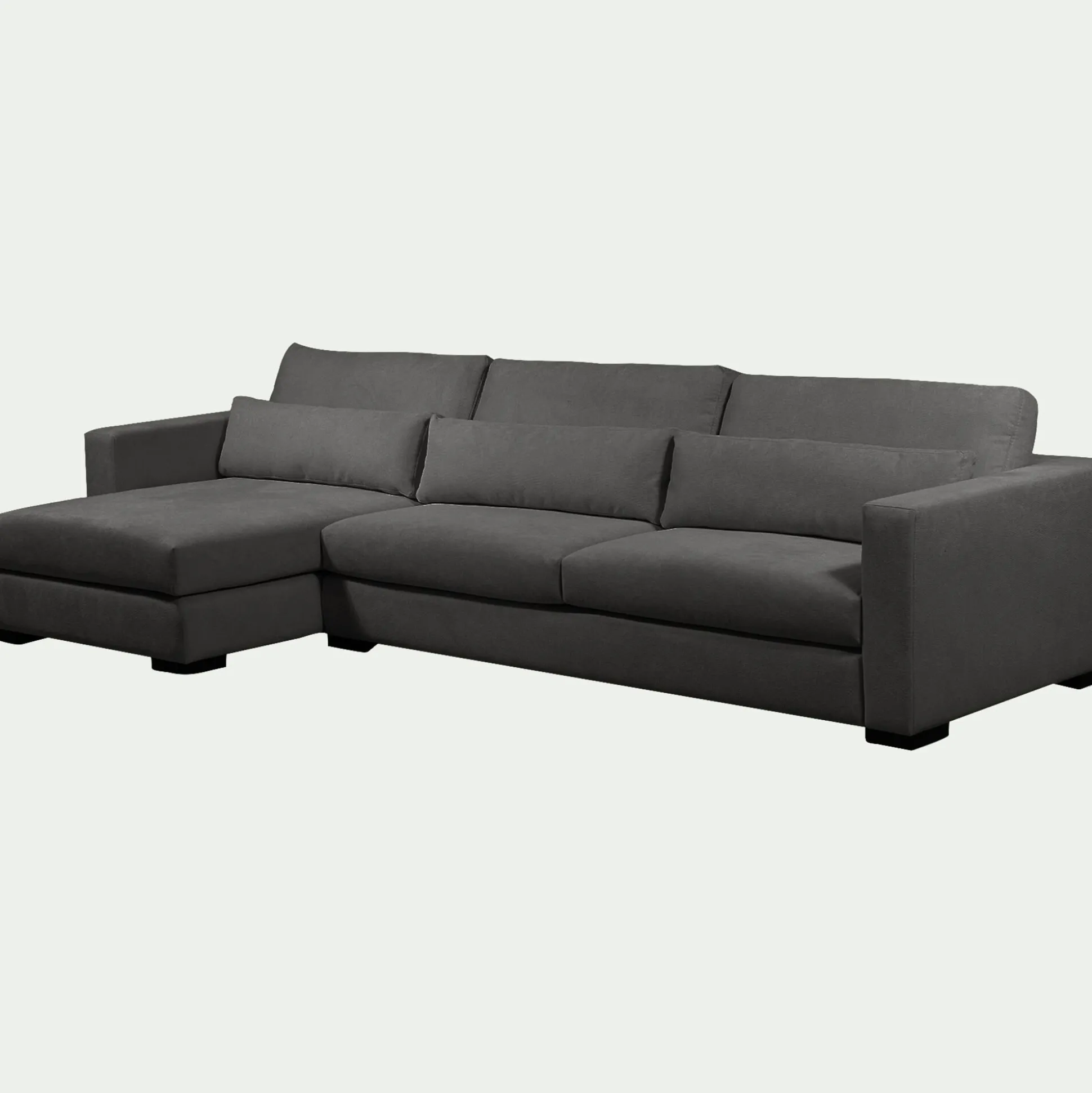 Canapé d'angle chaise longue gauche fixe en tissu Bloq - gris anthracite