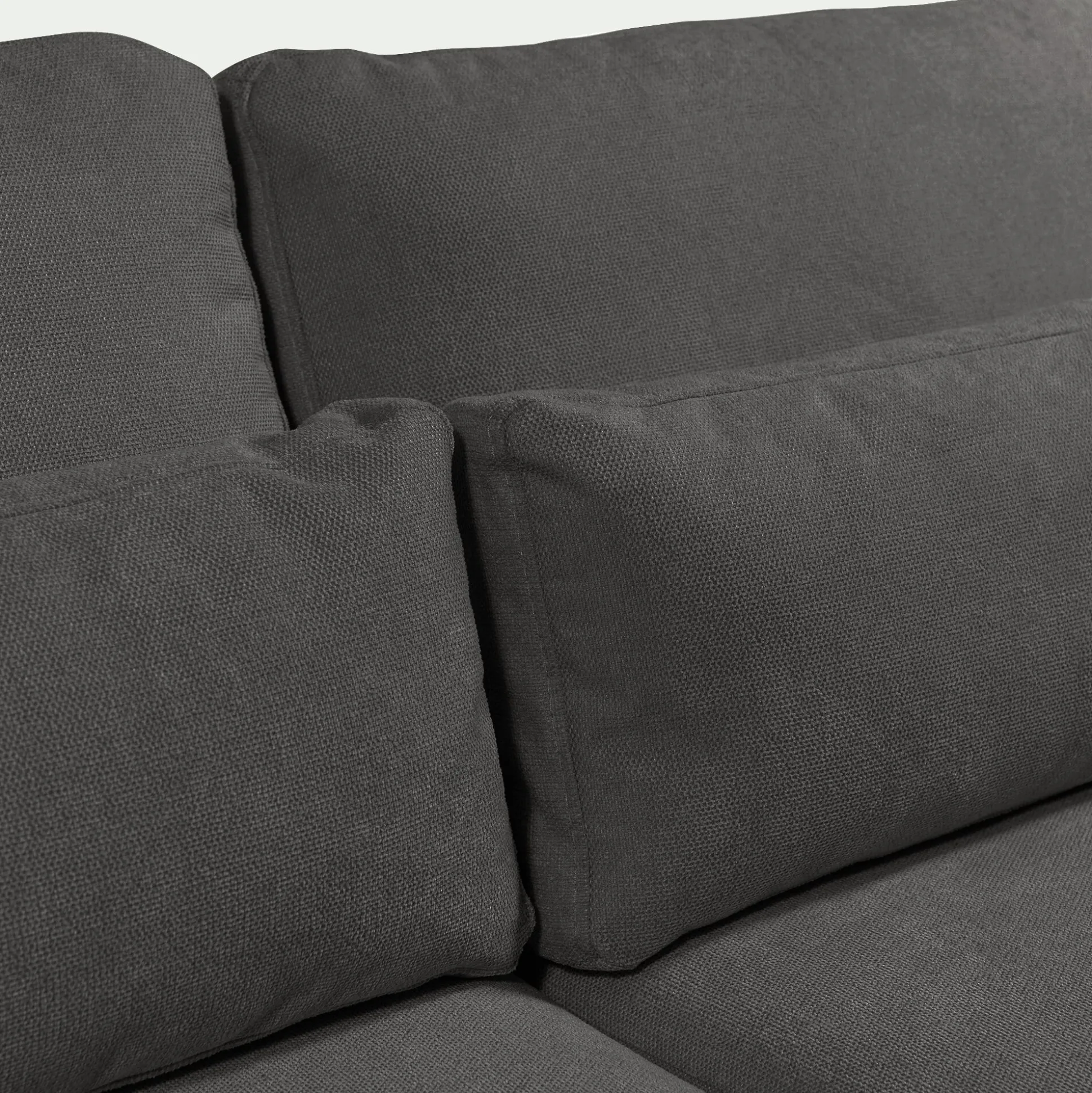 Canapé d'angle chaise longue gauche fixe en tissu Bloq - gris anthracite