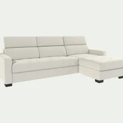 Canapé d'angle convertible en cuir avec accoudoirs 15cm - blanc
