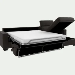 Canapé d'angle convertible en cuir avec accoudoirs 20cm - marron