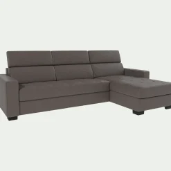 Canapé d'angle convertible en cuir avec accoudoirs 20cm - taupe