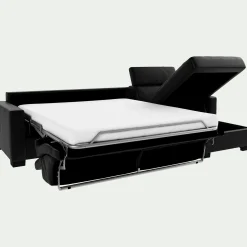 Canapé d'angle convertible en cuir avec accoudoirs 15cm - noir