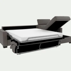Canapé d'angle convertible en cuir avec accoudoirs 15cm - taupe
