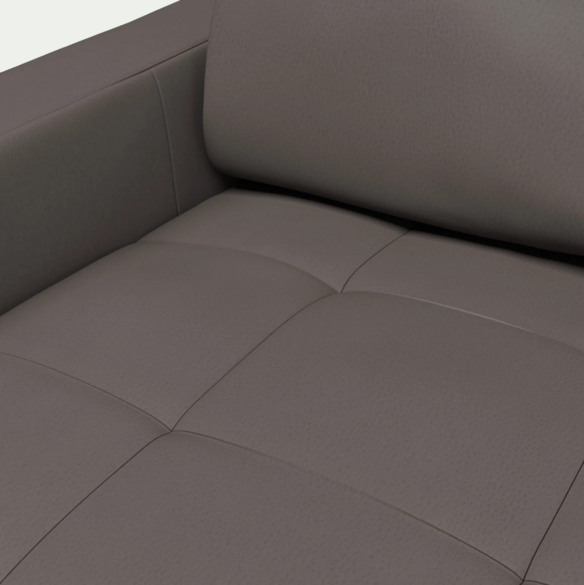 Canapé d'angle convertible en cuir avec accoudoirs 15cm - taupe