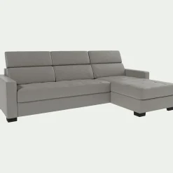 Canapé d'angle convertible en cuir avec accoudoirs 15cm - gris borie