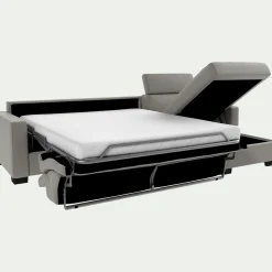 Canapé d'angle convertible en cuir avec accoudoirs 15cm - gris borie