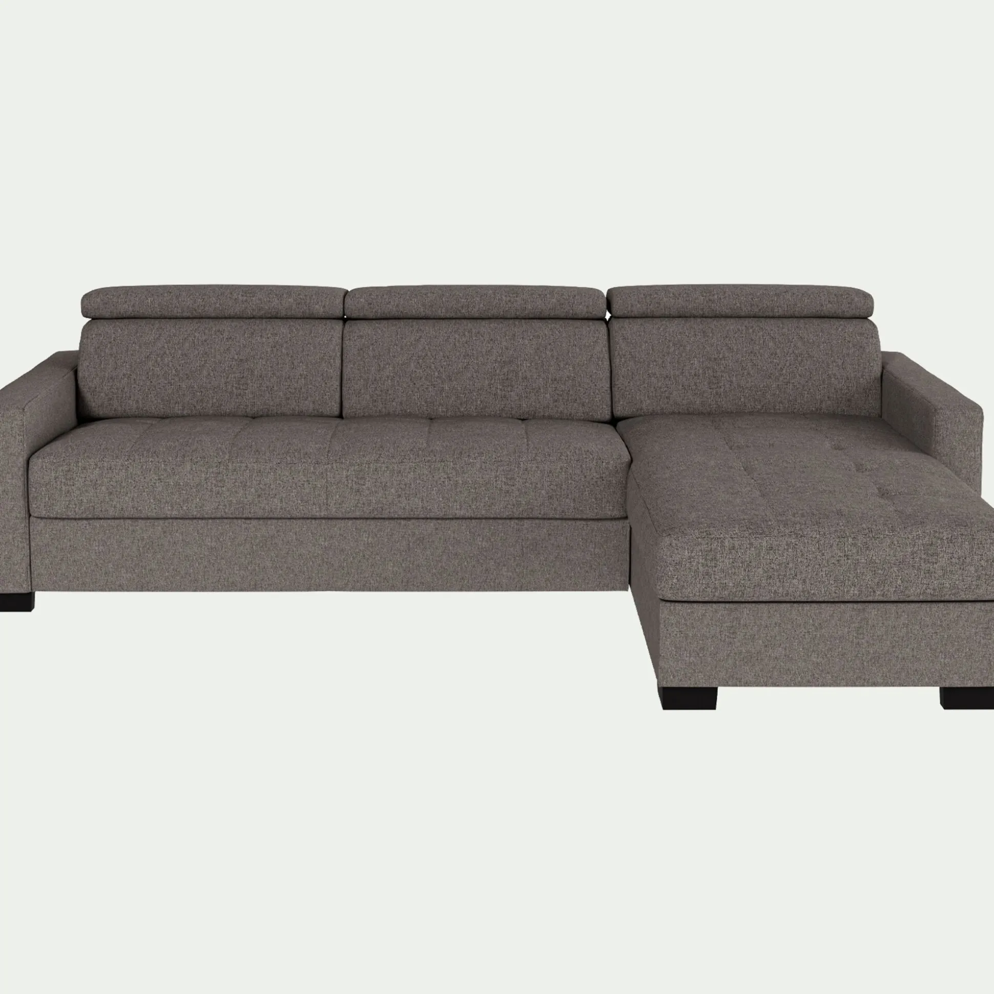 Canapé d'angle convertible en tissu pop avec accoudoirs 15cm - taupe