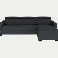 Canapé d'angle convertible en tissu pop avec accoudoirs 15cm - gris anthracite