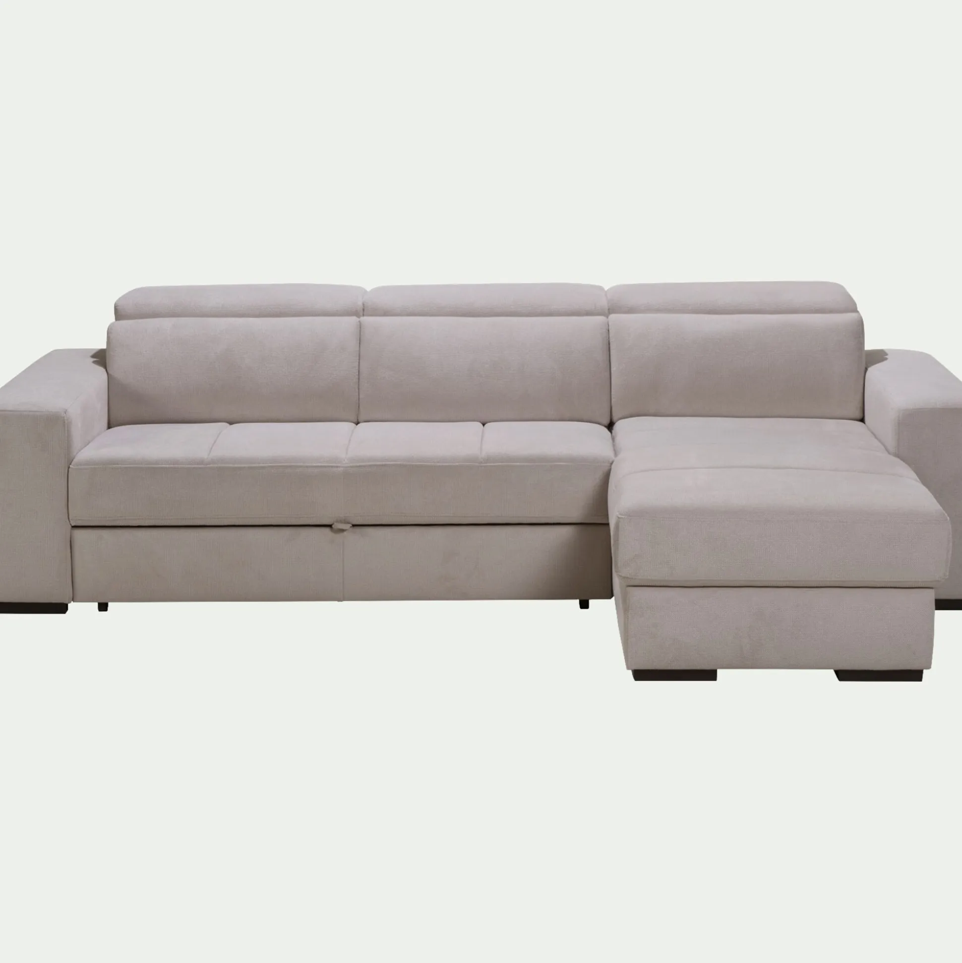 Canapé d'angle convertible en tissu - beige
