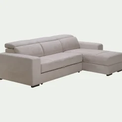 Canapé d'angle convertible en tissu - beige