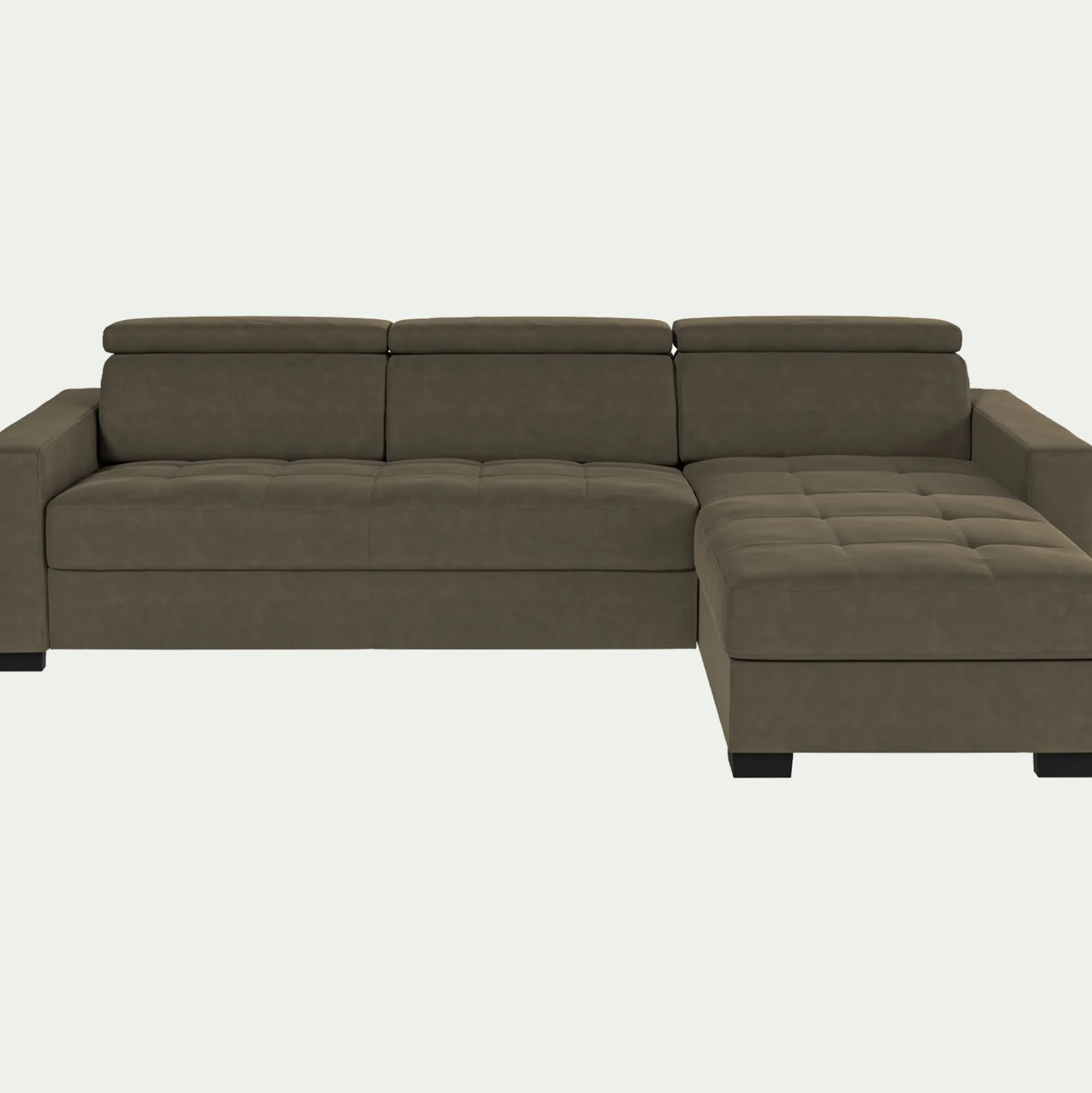 Canapé d'angle convertible en velours avec accoudoirs 20cm - taupe