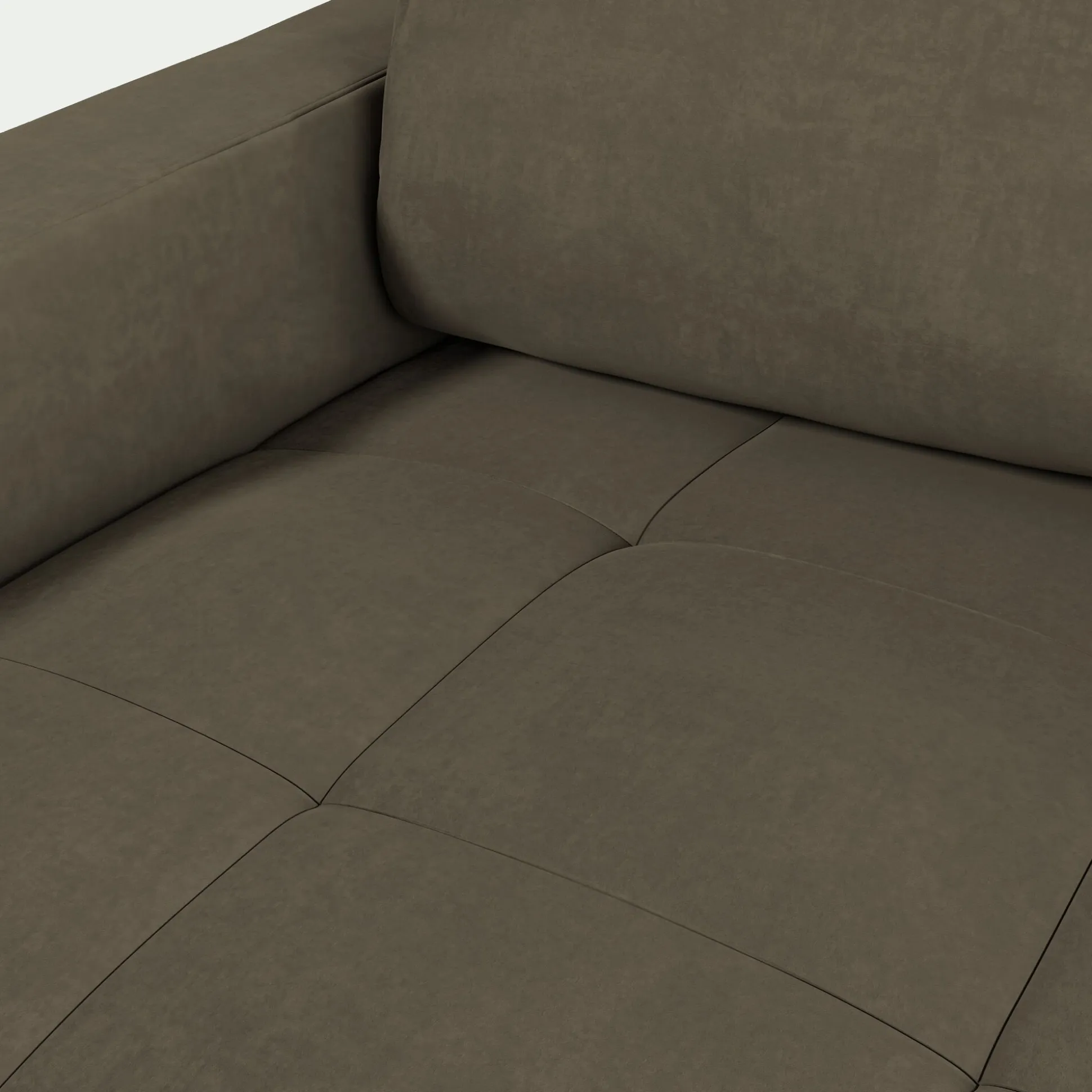 Canapé d'angle convertible en velours avec accoudoirs 20cm - taupe