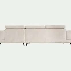 Canapé d'angle droit avance recule en tissu doux - beige