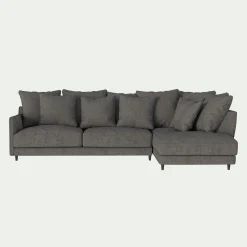 Canapé d'angle droit convertible en tissu joint - gris restanque