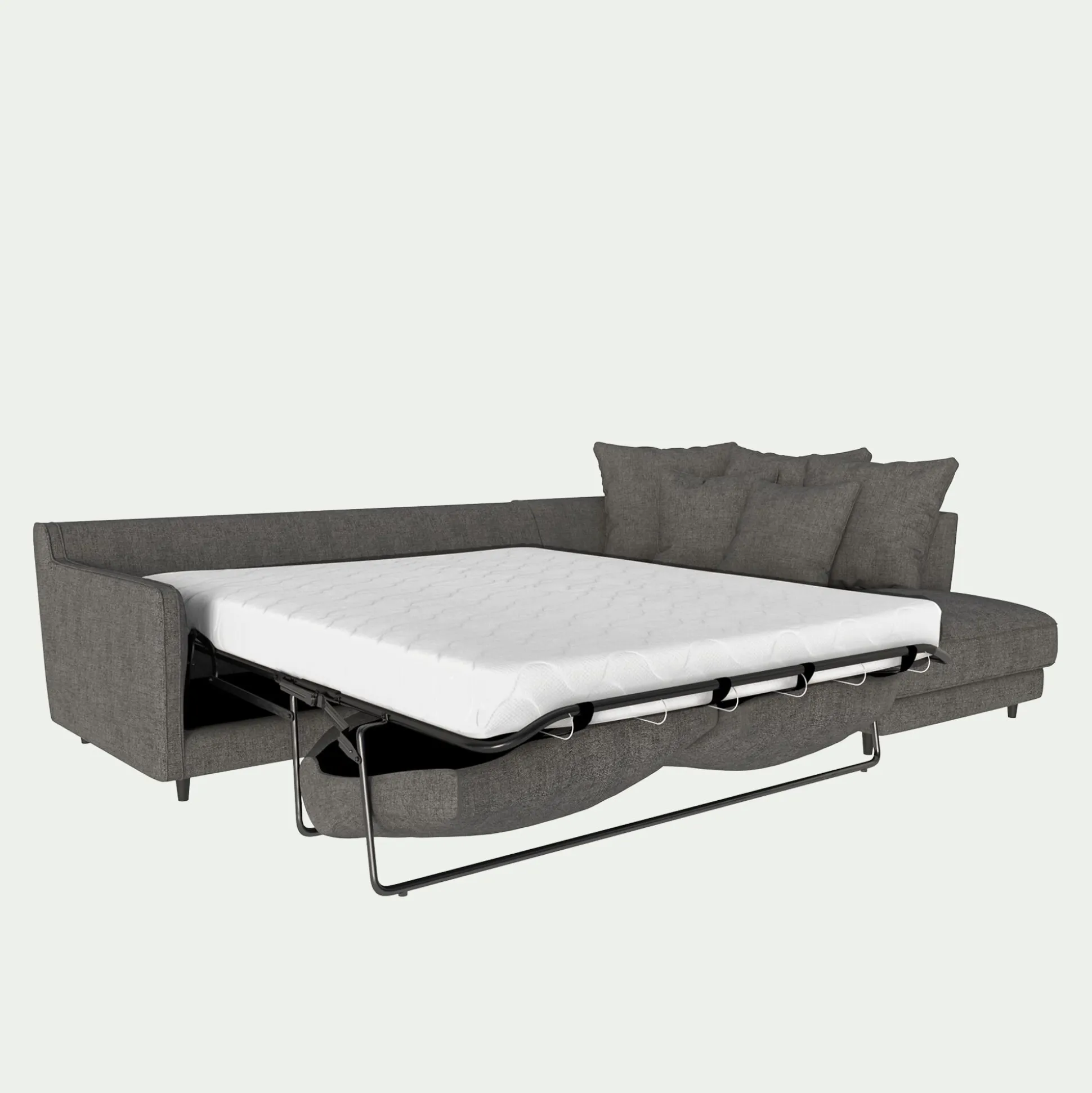 Canapé d'angle droit convertible en tissu joint - gris restanque