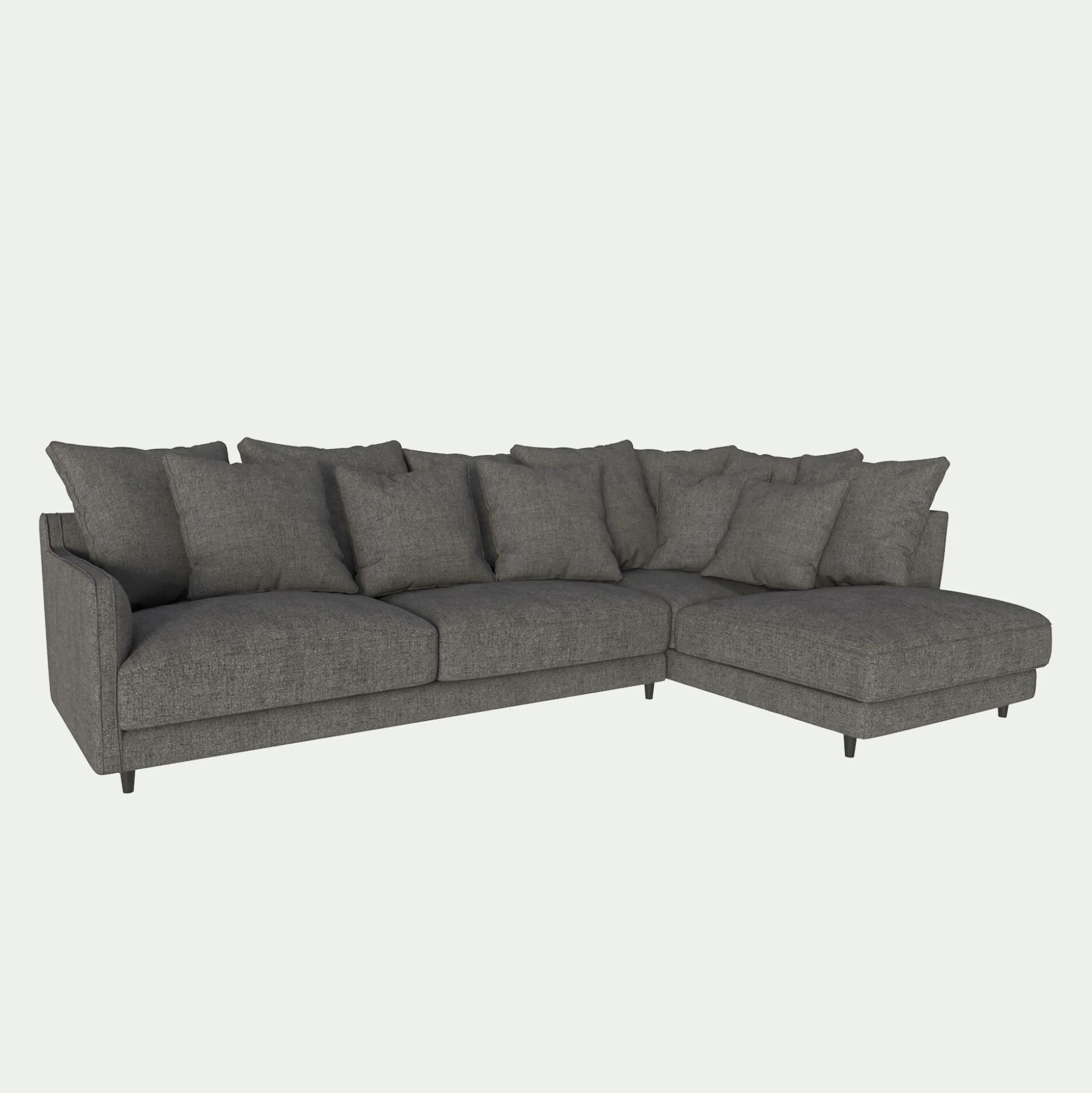 Canapé d'angle droit convertible en tissu joint - gris restanque