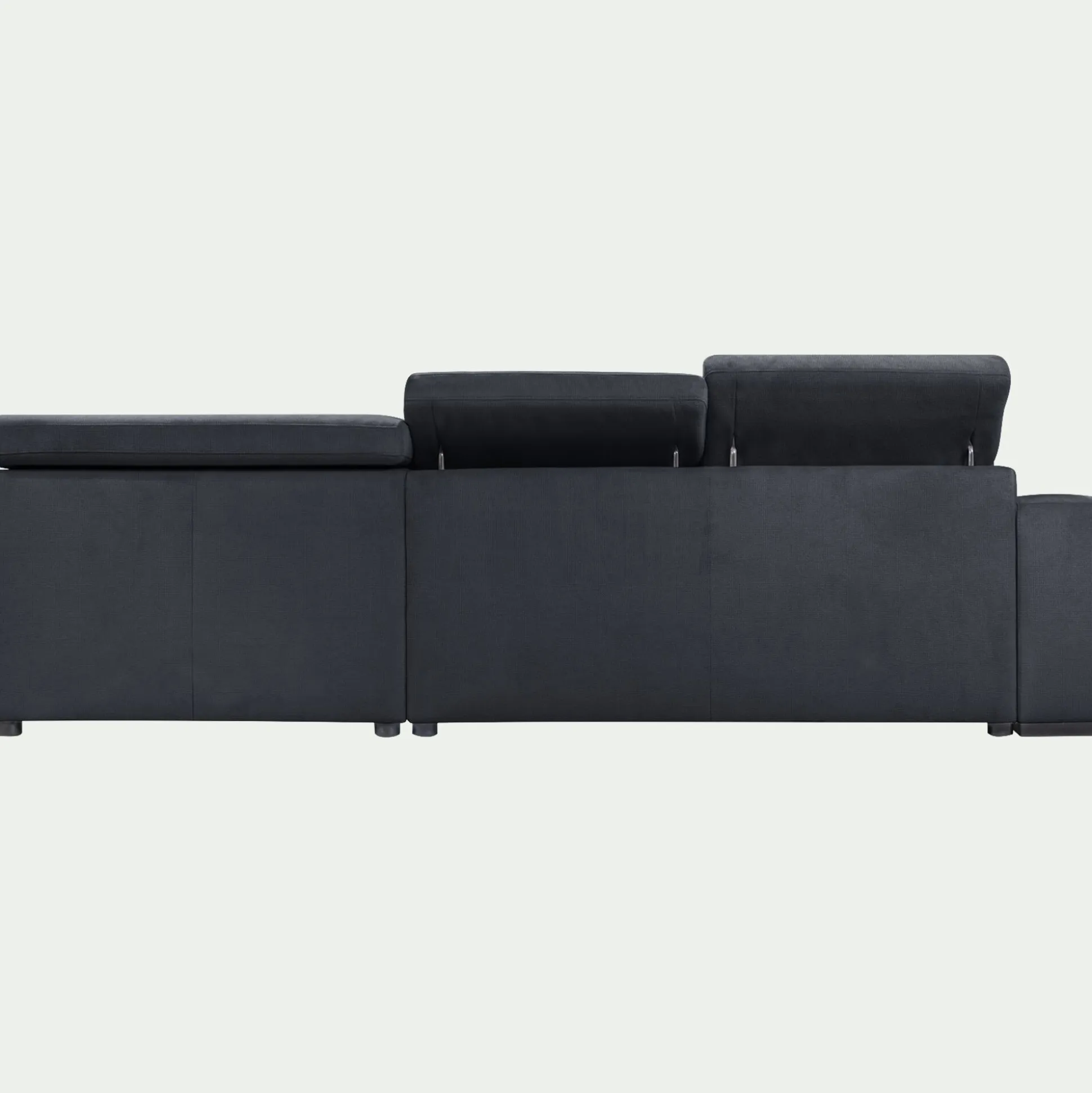 Canapé d'angle droit convertible avec coffre en tissu doux - bleu calabrun