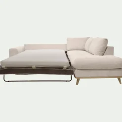 Canapé d'angle droit convertible en tissu Storm - beige roucas