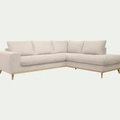 Canapé d'angle droit convertible en tissu Storm - beige roucas
