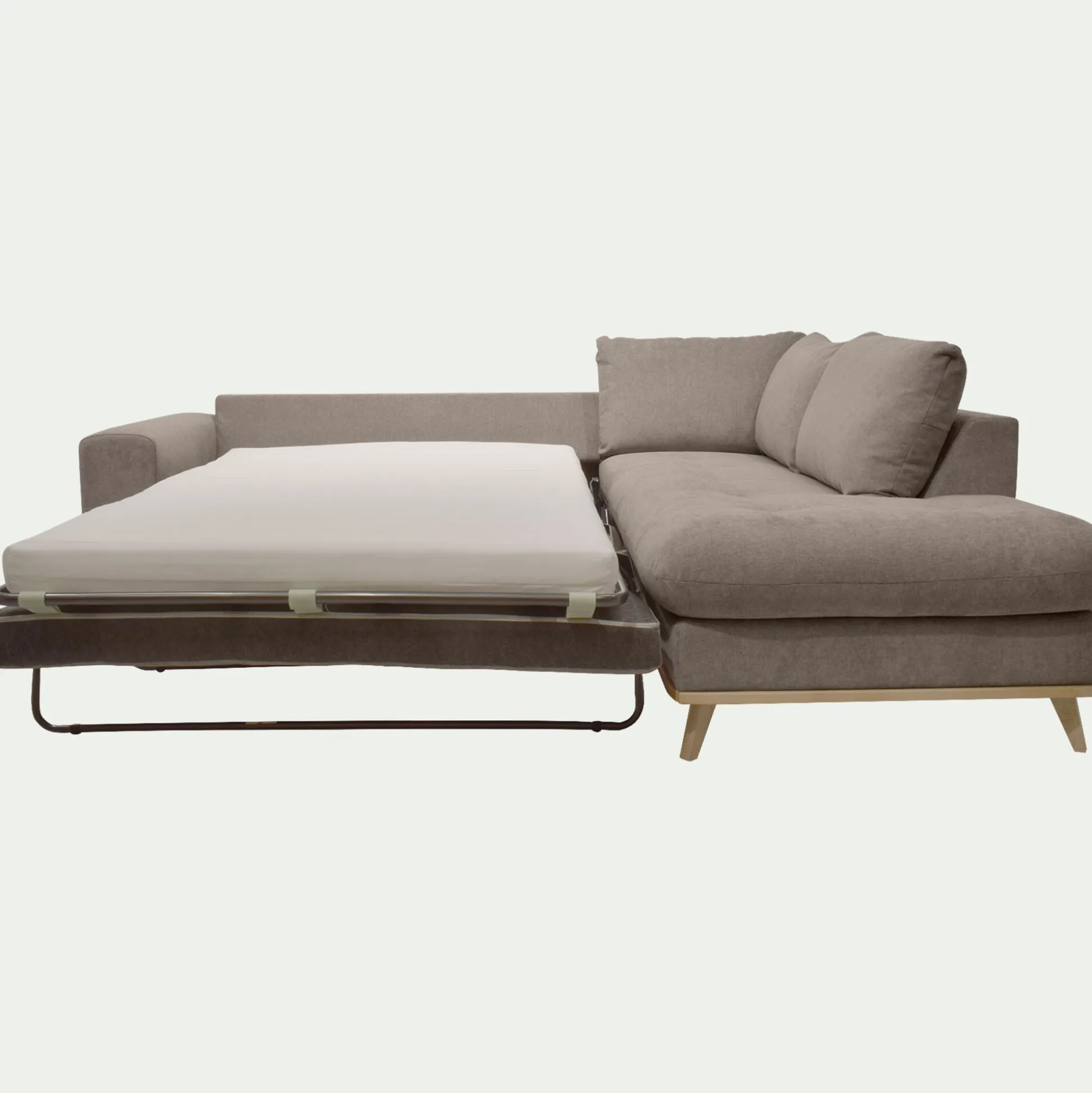 Canapé d'angle droit convertible en tissu Storm - taupe