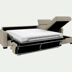 Canapé d'angle droit convertible avec matelas Bultex en tissu pop avec accoudoirs 15cm - beige