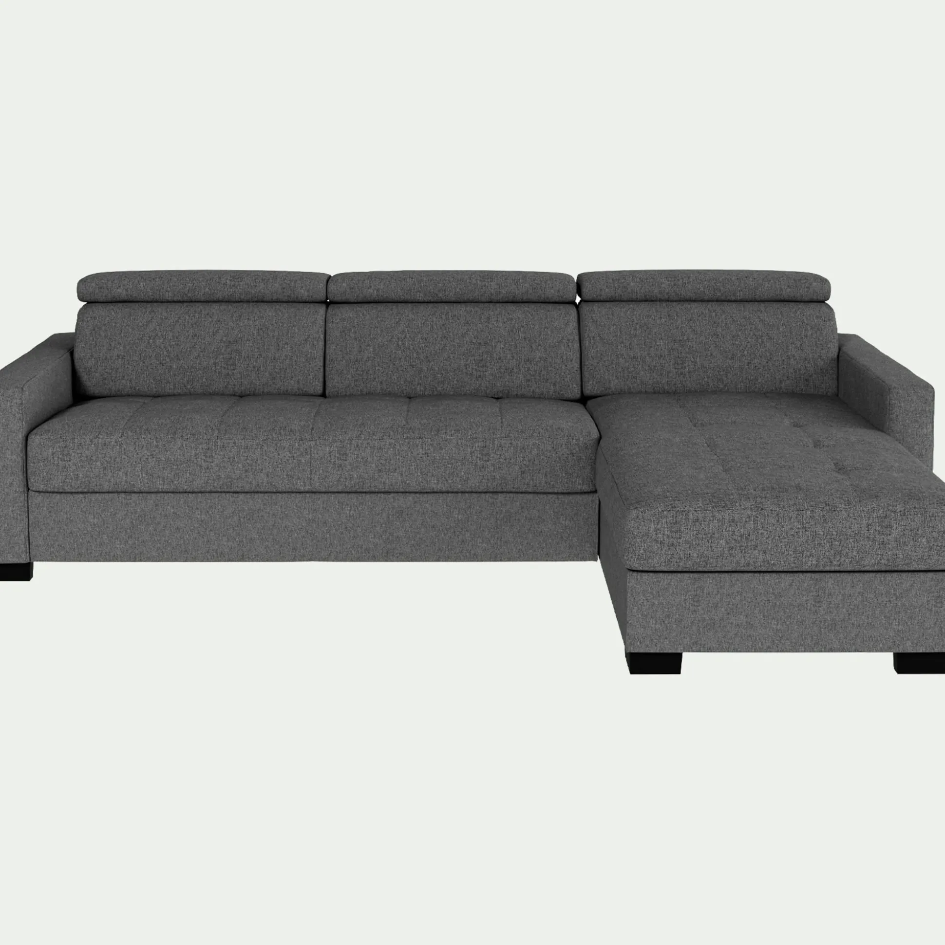 Canapé d'angle droit convertible avec matelas Bultex en tissu pop avec accoudoirs 15cm - gris