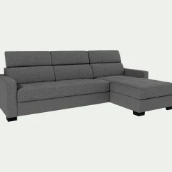 Canapé d'angle droit convertible avec matelas Bultex en tissu pop avec accoudoirs 15cm - gris
