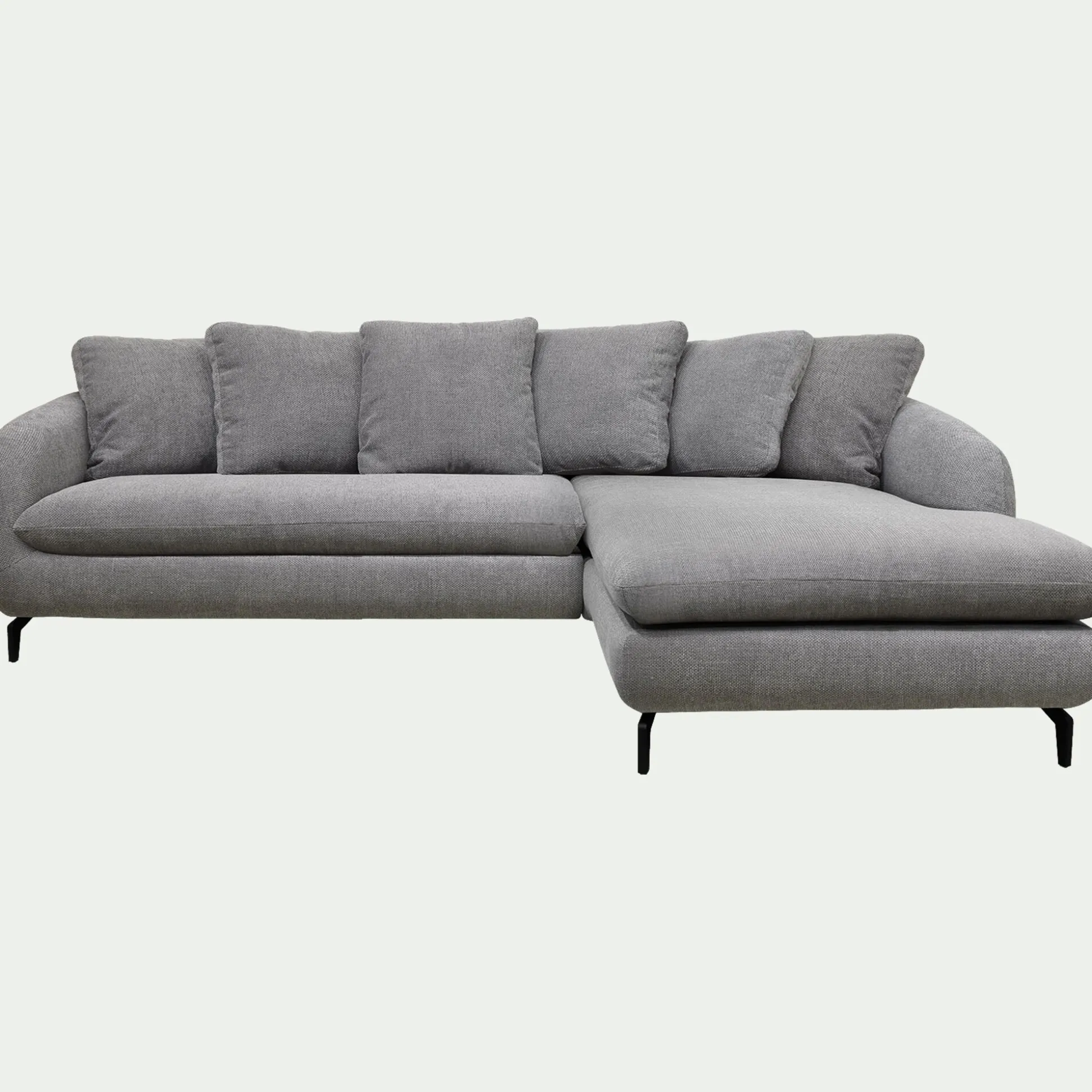 Canapé d'angle droit convertible en tissu tramé - gris ardoise